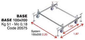 BASE CON RUOTE+FRENO E PIEDINI ESTERNI PER TRABATTELLO SYSTEM